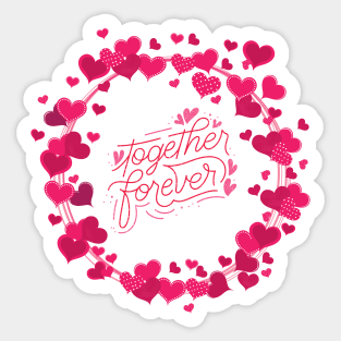 Valentine's Day Heart Wreath Together Forever Sticker